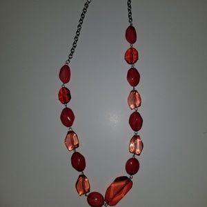 Long red beaded fashion necklace